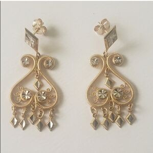 10K Two Tone Chandelier Earrings